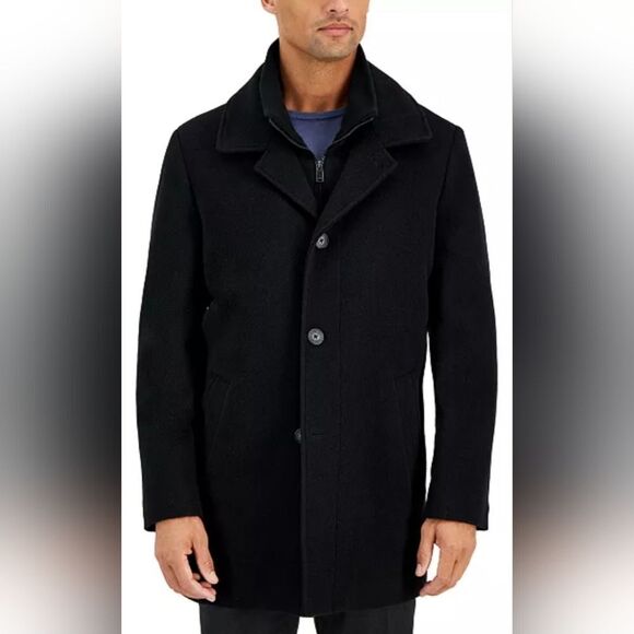 Calvin Klein Men's Classic Fit Black Wool Blend Overcoat NWT size 50R Black - Picture 1 of 4